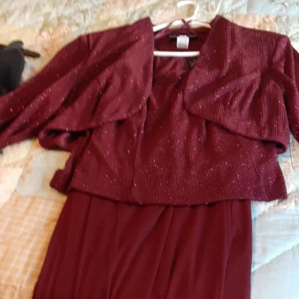 Alex Evenings Burgundy Dress 1with Jacket